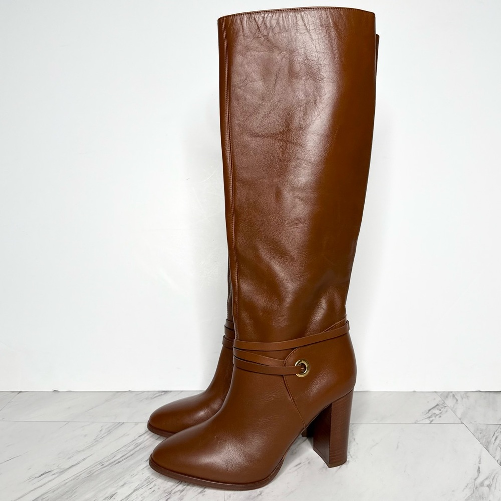 New! LK Bennett Shelby Brown Leather Heeled Tall Boot 37